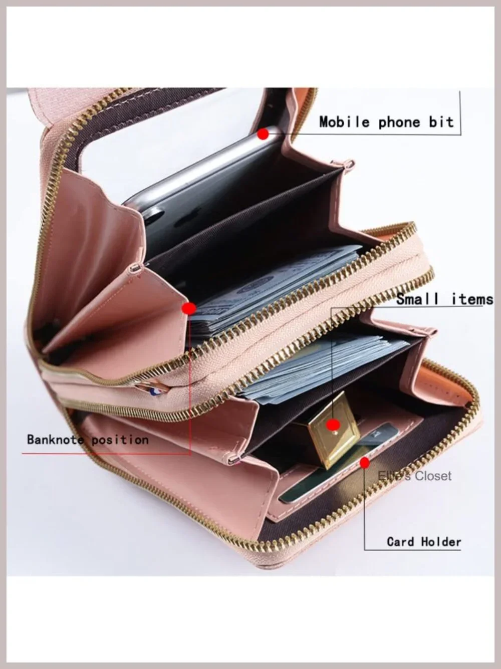 Anti-Theft RFID Blocking Crossbody Phone Purse with Touchscreen Window PU